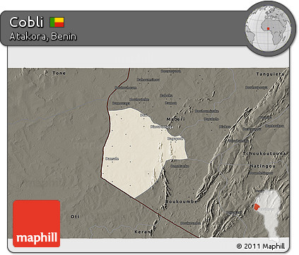 Shaded Relief 3D Map of Cobli, darken