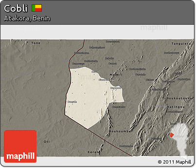 Shaded Relief 3D Map of Cobli, darken