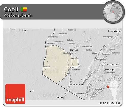 Shaded Relief 3D Map of Cobli, desaturated
