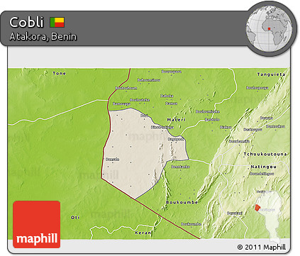 Shaded Relief 3D Map of Cobli, physical outside