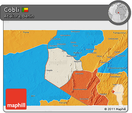 Shaded Relief 3D Map of Cobli, political outside