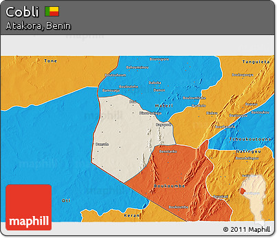 Shaded Relief 3D Map of Cobli, political outside