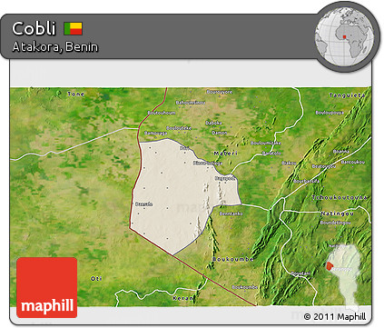 Shaded Relief 3D Map of Cobli, satellite outside