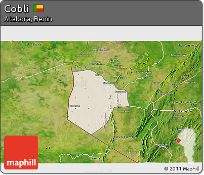 Shaded Relief 3D Map of Cobli, satellite outside