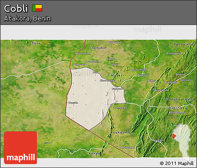Shaded Relief 3D Map of Cobli, satellite outside