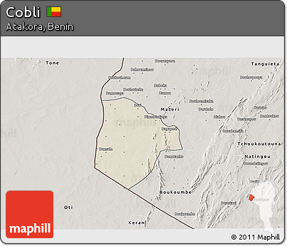Shaded Relief 3D Map of Cobli, semi-desaturated
