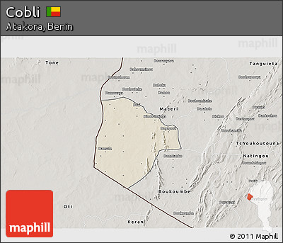 Shaded Relief 3D Map of Cobli, semi-desaturated