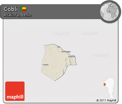 Shaded Relief 3D Map of Cobli, single color outside