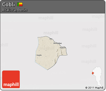 Shaded Relief 3D Map of Cobli, single color outside