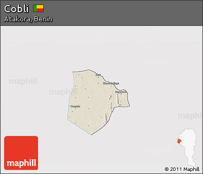 Shaded Relief 3D Map of Cobli, single color outside