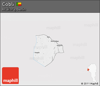 Silver Style 3D Map of Cobli, single color outside