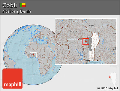 Gray Location Map of Cobli, highlighted country, highlighted parent region, hill shading