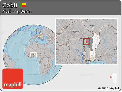 Gray Location Map of Cobli, highlighted country, highlighted parent region, hill shading
