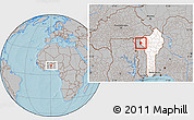 Gray Location Map of Cobli, highlighted country, hill shading