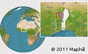 Satellite Location Map of Cobli, highlighted country, highlighted parent region, within the entire country