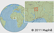 Savanna Style Location Map of Cobli, within the entire country, hill shading