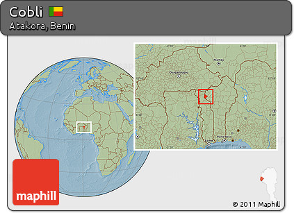 Savanna Style Location Map of Cobli, hill shading