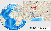 Shaded Relief Location Map of Cobli, within the entire country