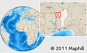 Shaded Relief Location Map of Cobli, highlighted country, within the entire country