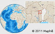Shaded Relief Location Map of Cobli, highlighted country