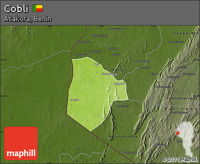 Physical Map of Cobli, darken