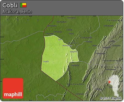 Physical Map of Cobli, darken