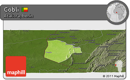 Physical Panoramic Map of Cobli, darken