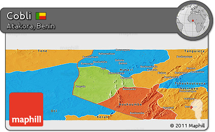 Physical Panoramic Map of Cobli, political outside