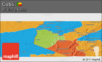 Physical Panoramic Map of Cobli, political outside