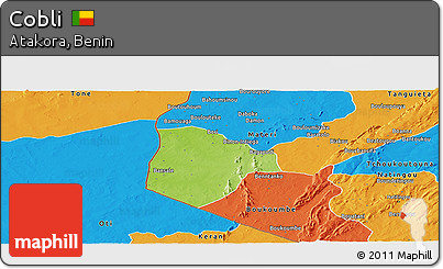 Physical Panoramic Map of Cobli, political outside