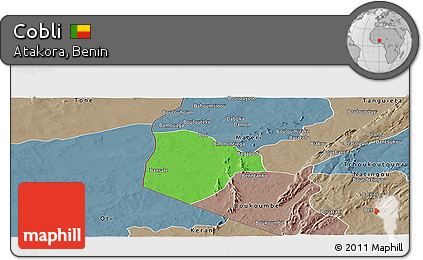Political Panoramic Map of Cobli, semi-desaturated