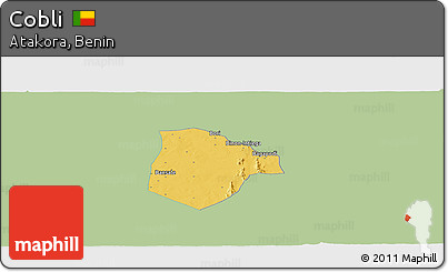 Savanna Style Panoramic Map of Cobli, single color outside