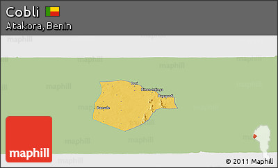 Savanna Style Panoramic Map of Cobli, single color outside
