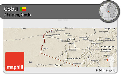 Shaded Relief Panoramic Map of Cobli