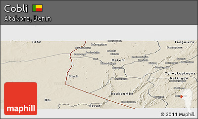 Shaded Relief Panoramic Map of Cobli