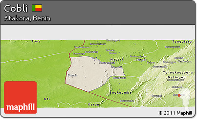 Shaded Relief Panoramic Map of Cobli, physical outside