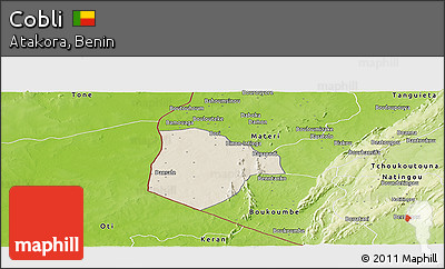 Shaded Relief Panoramic Map of Cobli, physical outside
