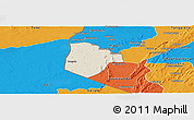 Shaded Relief Panoramic Map of Cobli, political outside