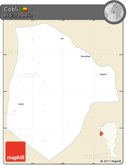 Classic Style Simple Map of Cobli, single color outside