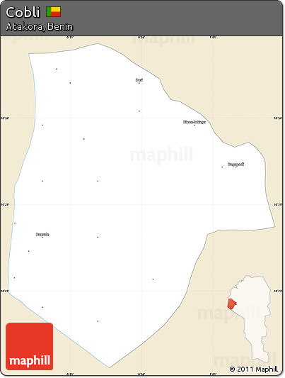 Classic Style Simple Map of Cobli, single color outside