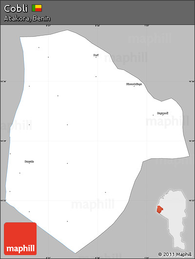 Gray Simple Map of Cobli, single color outside