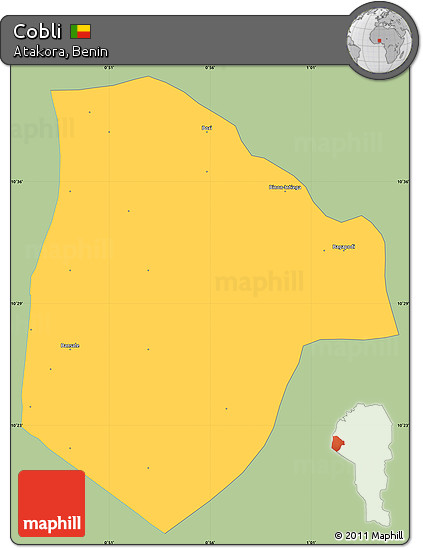 Savanna Style Simple Map of Cobli, single color outside