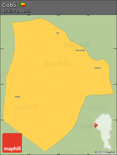 Savanna Style Simple Map of Cobli, single color outside