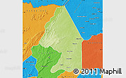 Physical Map of Kerou, political outside