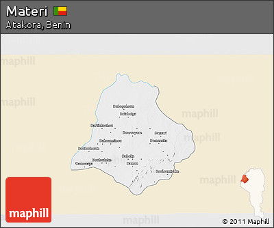Classic Style 3D Map of Materi, single color outside