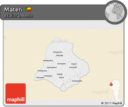 Classic Style 3D Map of Materi, single color outside
