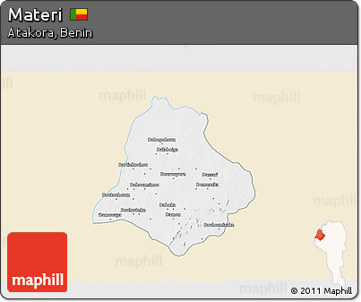 Classic Style 3D Map of Materi, single color outside