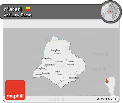 Gray 3D Map of Materi, single color outside