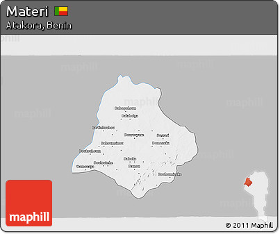 Gray 3D Map of Materi, single color outside