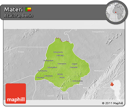 Physical 3D Map of Materi, lighten, desaturated